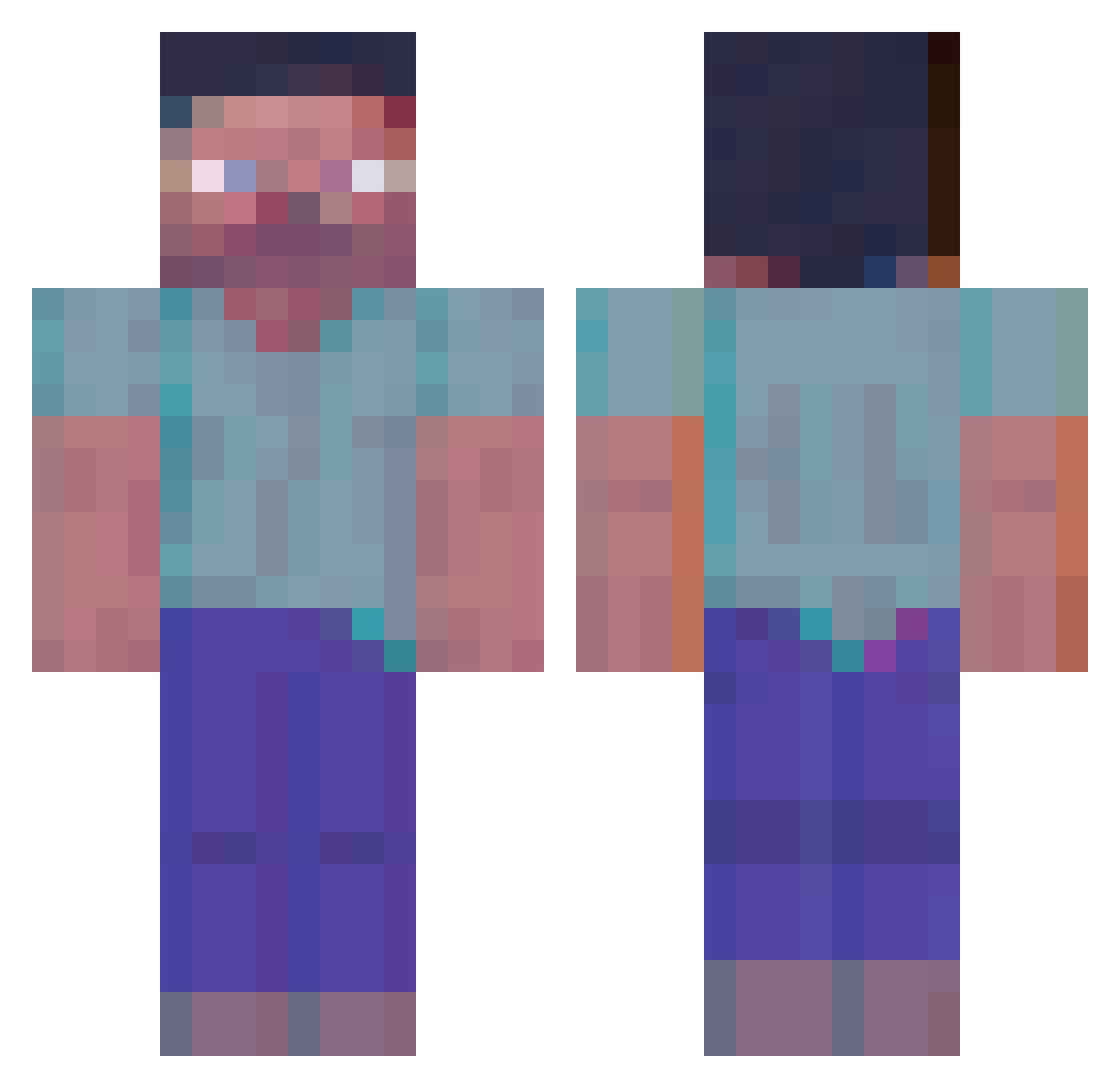 DarkOaaak Minecraft skin, front and back view