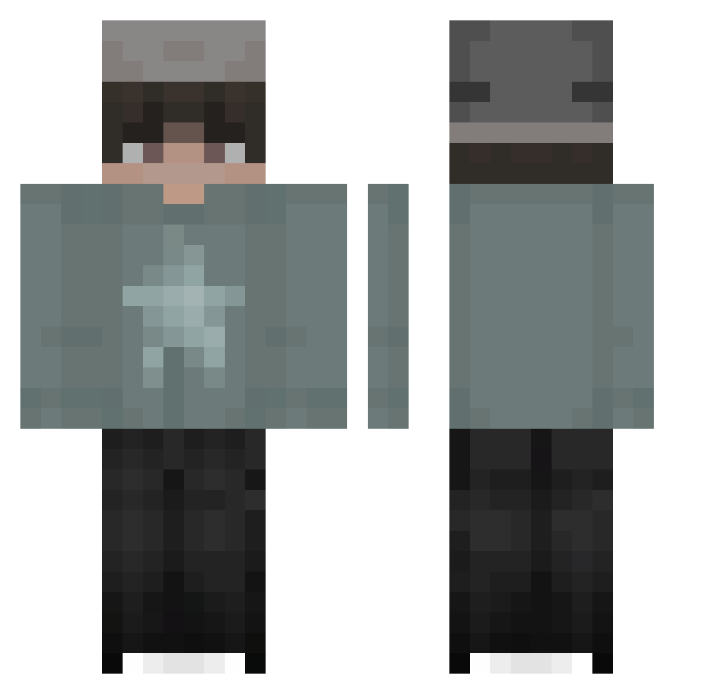 Kafinski Minecraft skin, front and back view