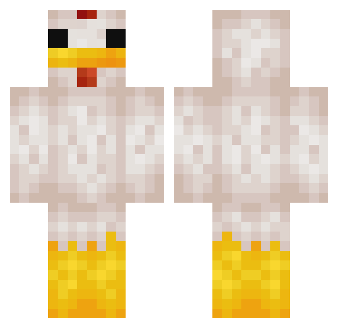 PunishedPollo Minecraft skin, front and back view