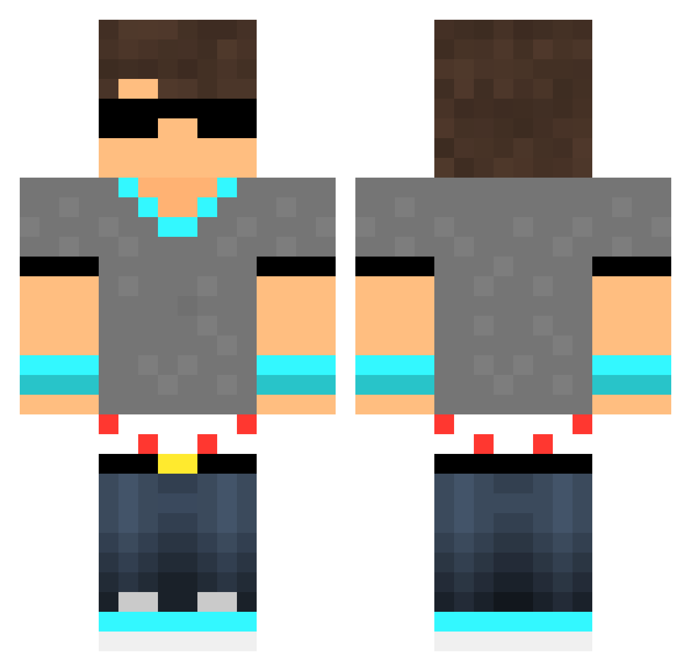 Ryukzin Minecraft skin, front and back view