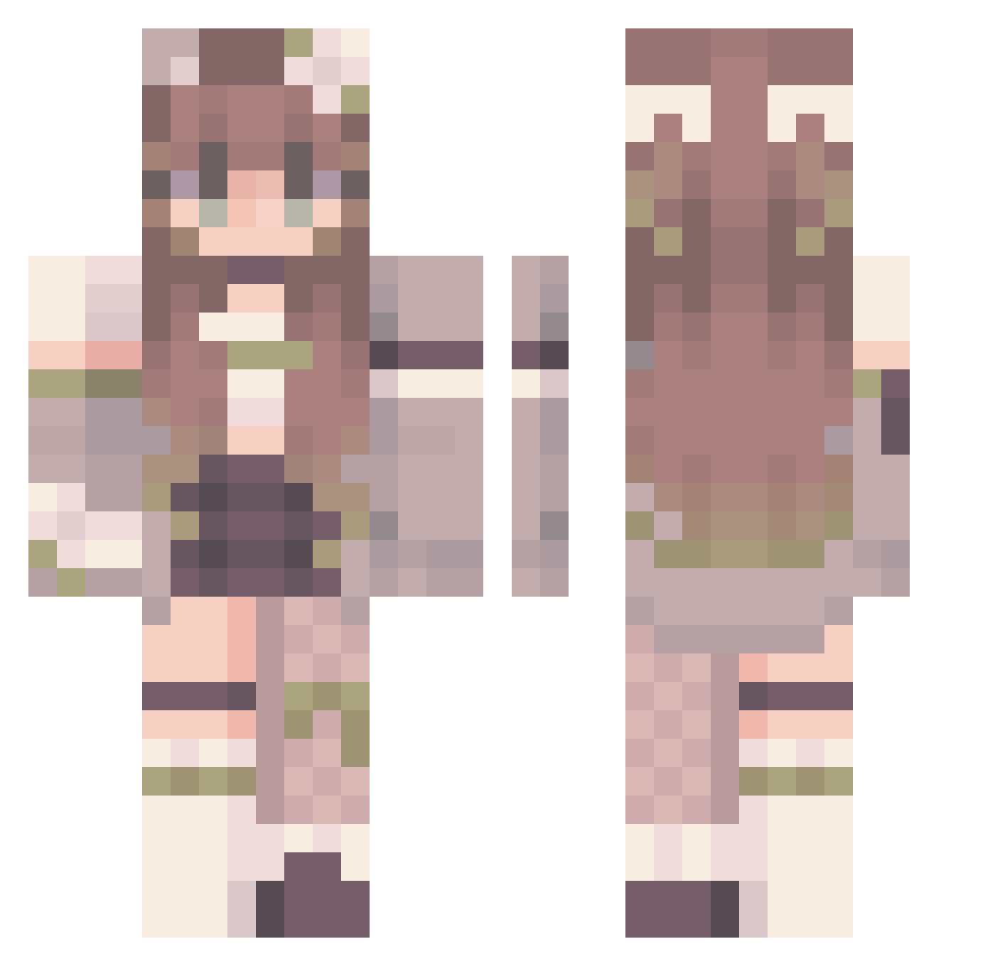 Clareta Minecraft skin, front and back view