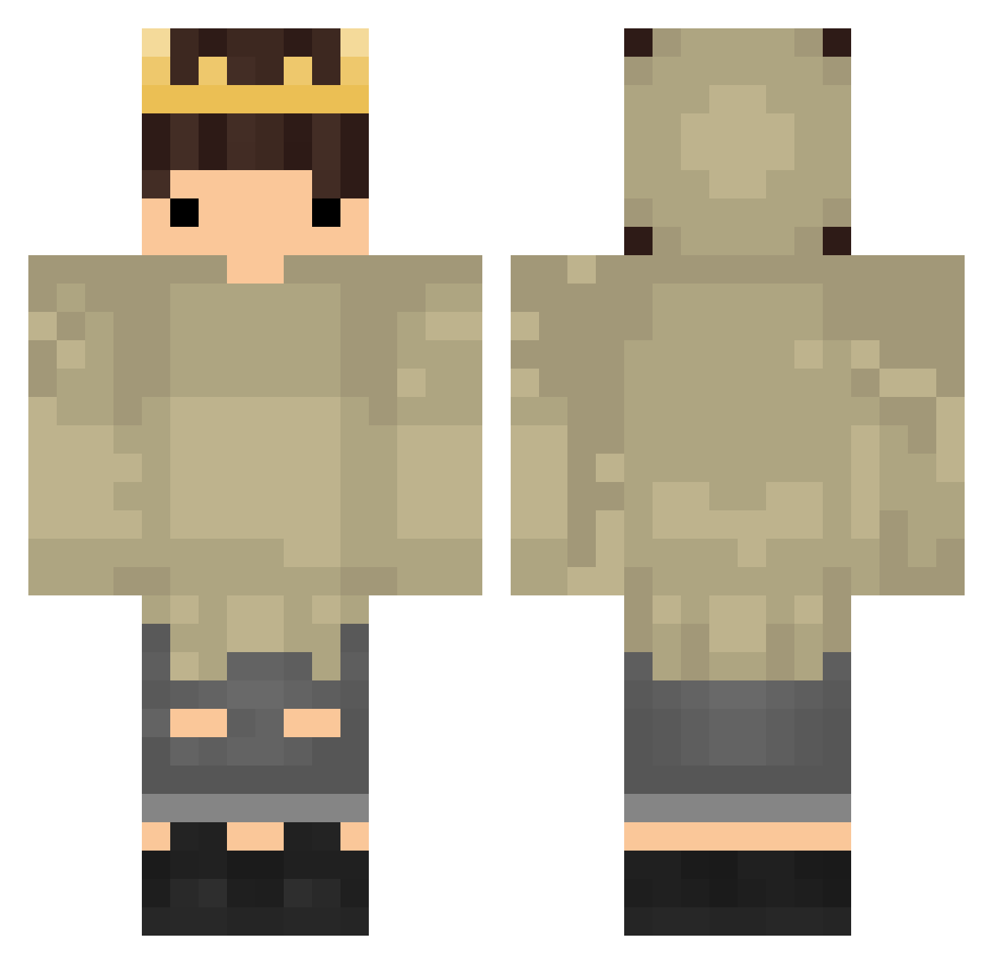 Settling Minecraft skin, front and back view