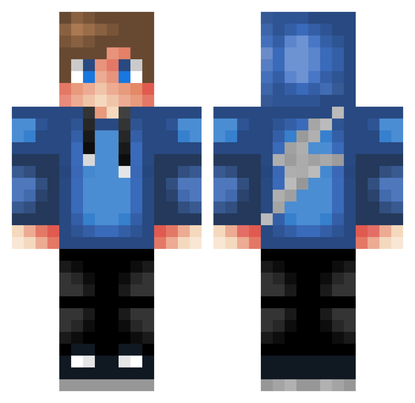 ItsLarsi Minecraft skin, front and back view