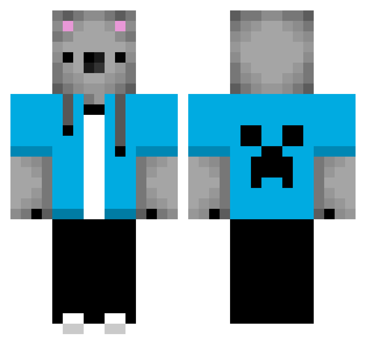 Tr3n Minecraft skin, front and back view