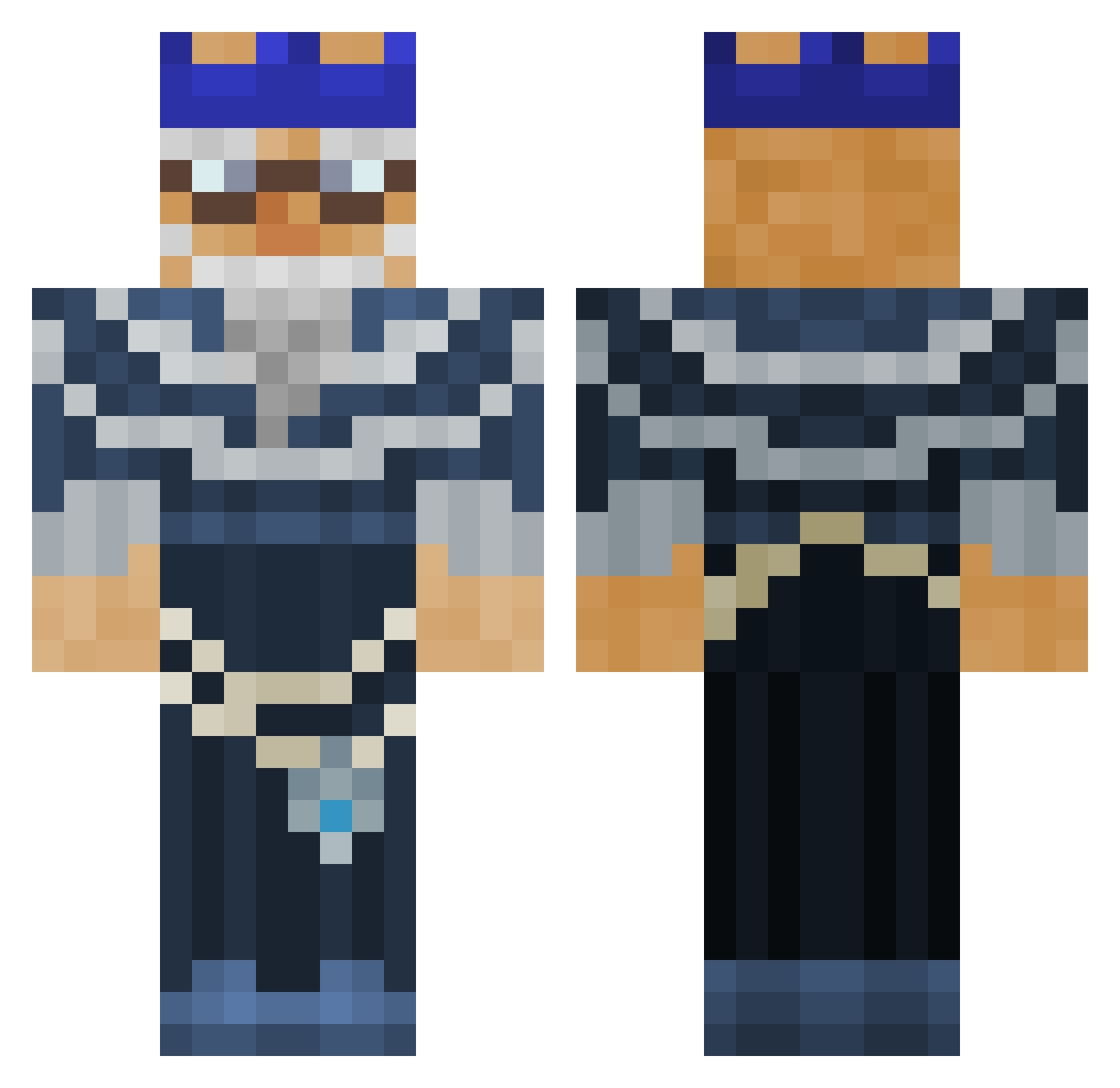 Barber_Rob Minecraft skin, front and back view
