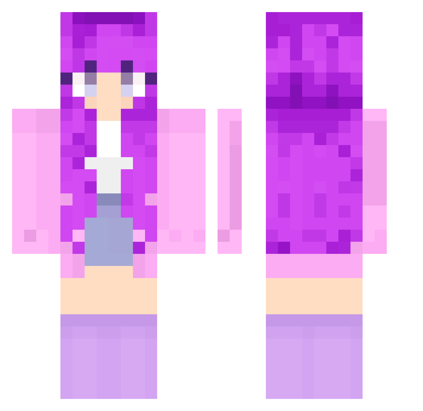 Princess_Zozo27 Minecraft skin, front and back view