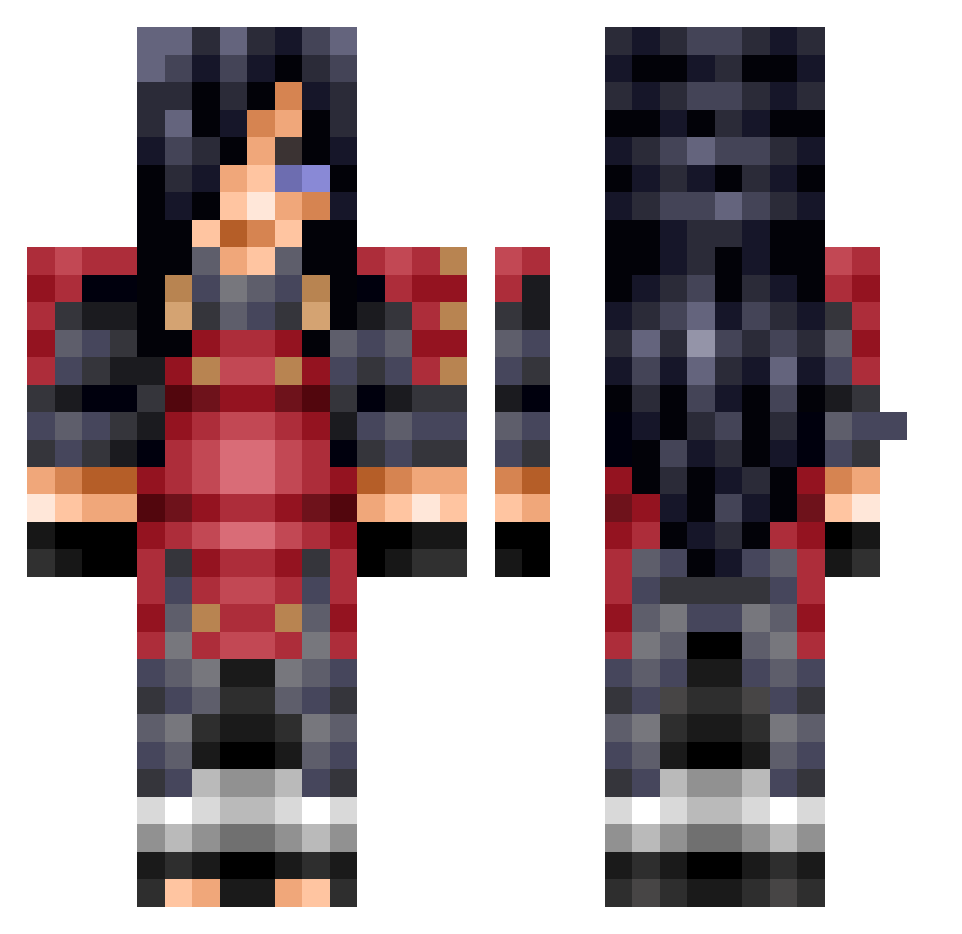 TSENB Minecraft skin, front and back view