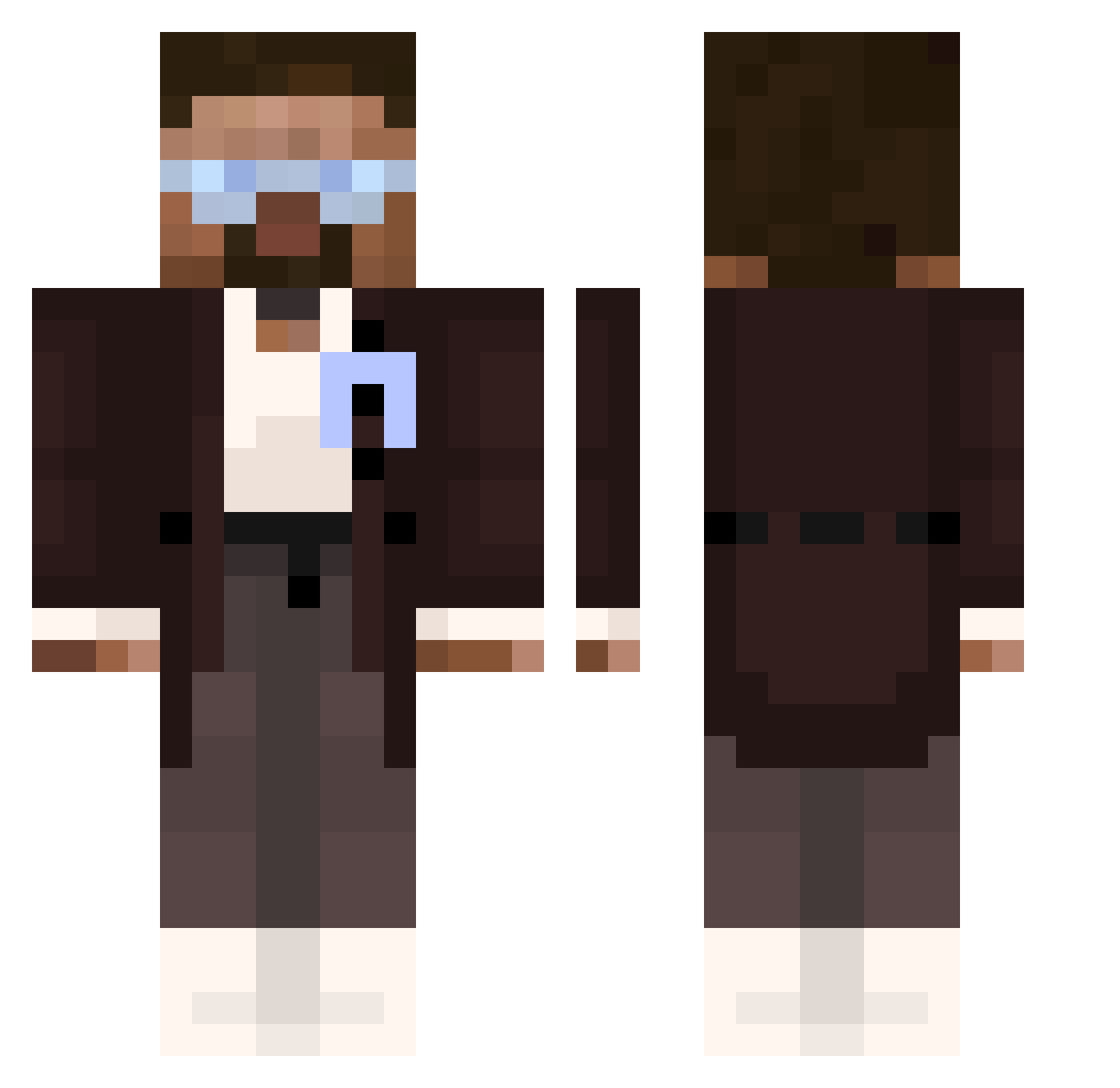 Itz_Flamy Minecraft skin, front and back view