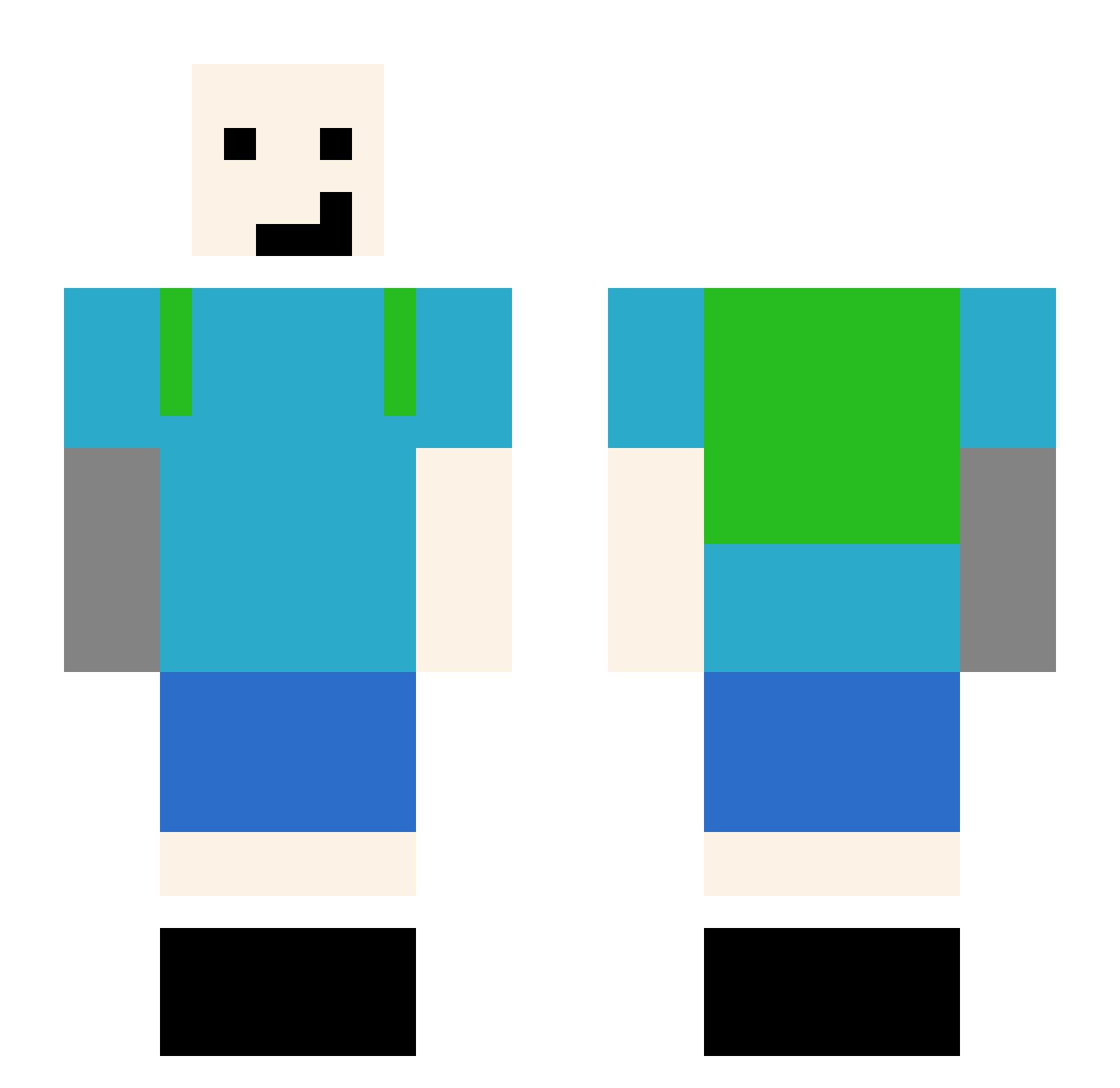 Sparklyunicorn21 Minecraft skin, front and back view