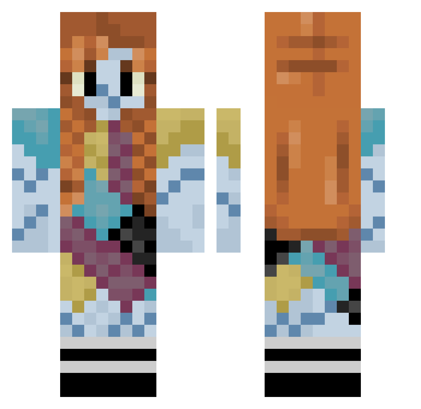Lowshon Minecraft skin, front and back view