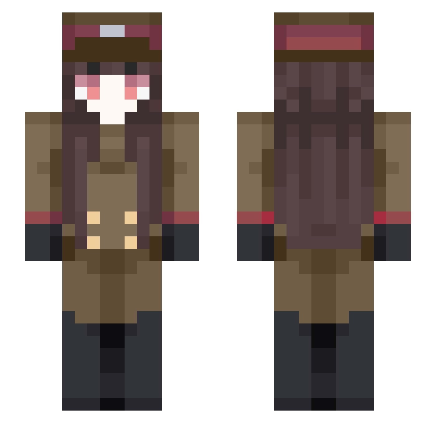 Vespalya Minecraft skin, front and back view
