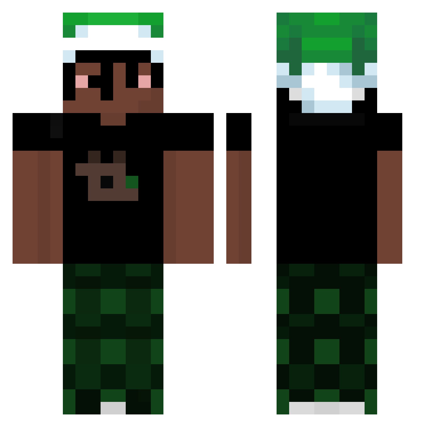EnderrBlaze Minecraft skin, front and back view