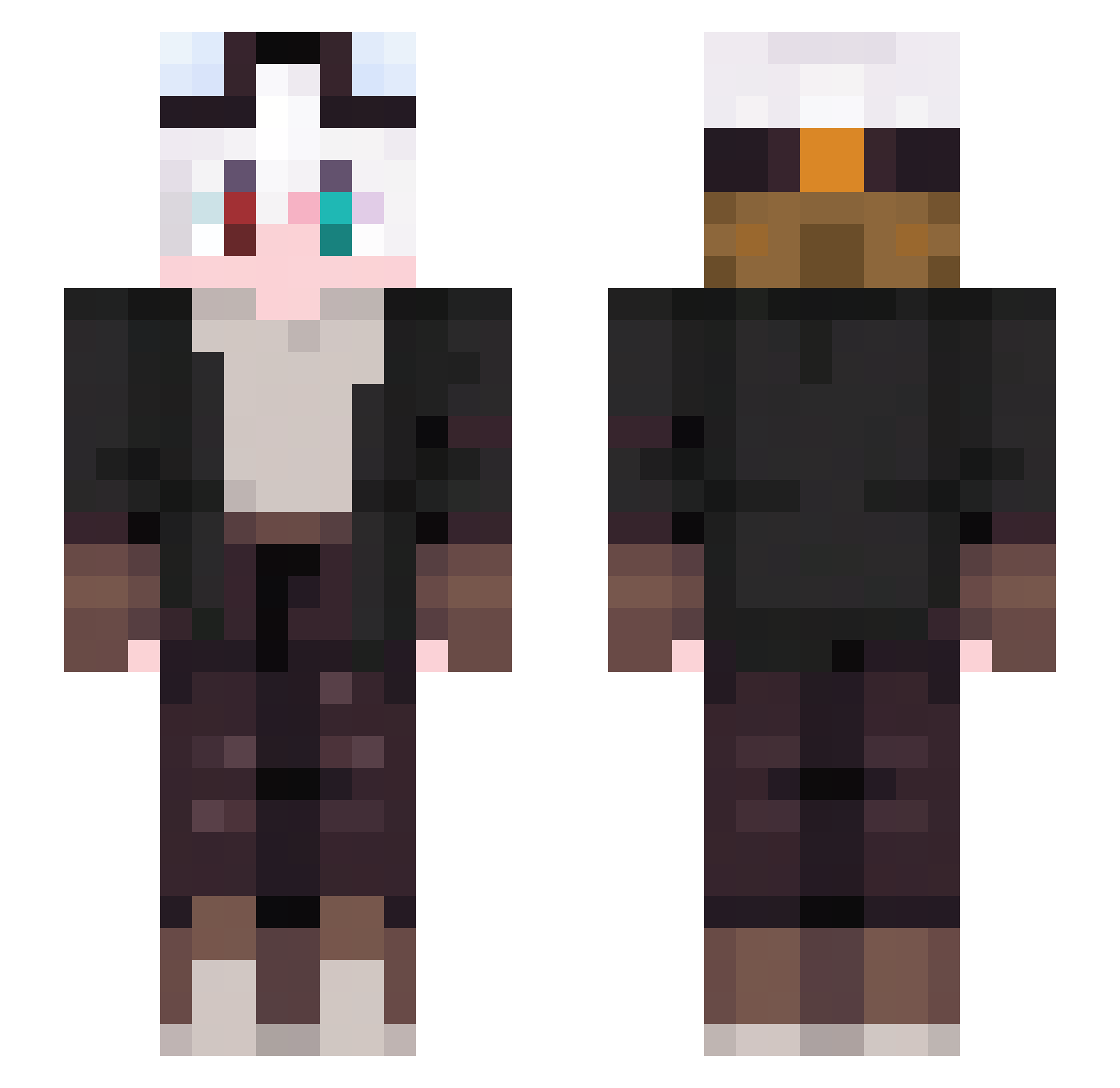 BlackMagiX90 Minecraft skin, front and back view