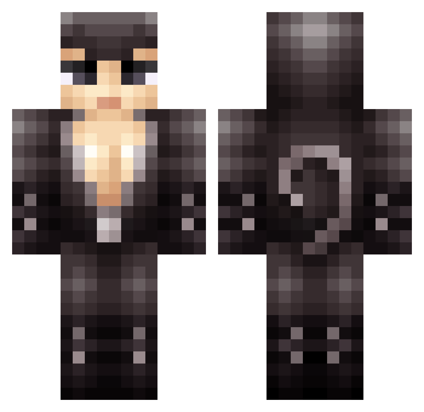 Aili Minecraft skin, front and back view