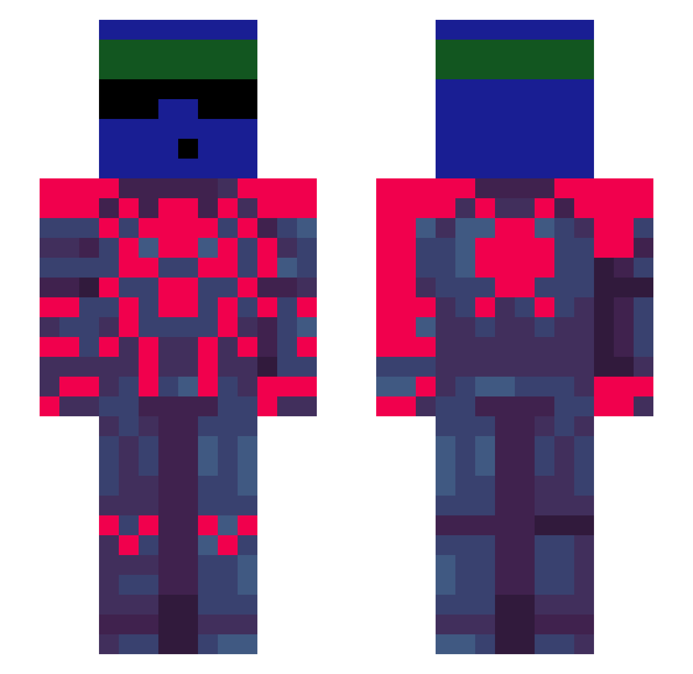 zAstraXD Minecraft skin, front and back view