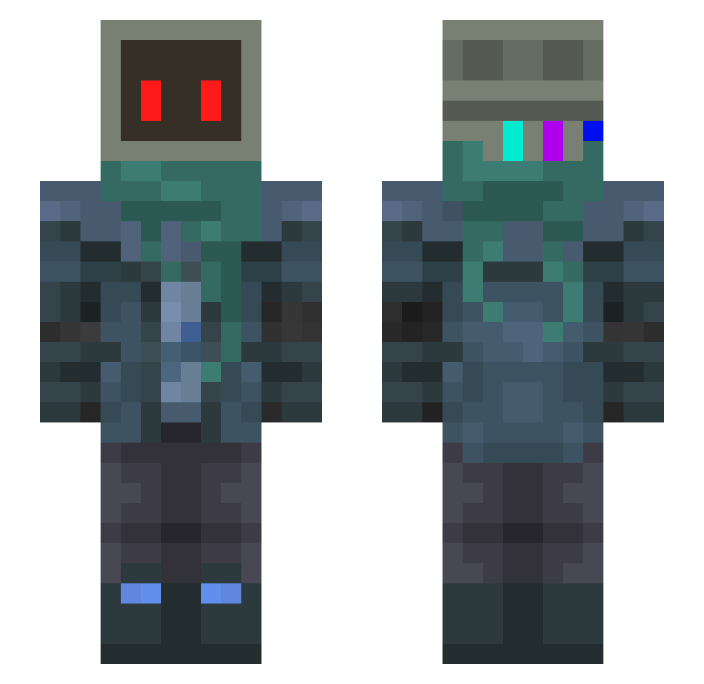 Quiz301 Minecraft skin, front and back view