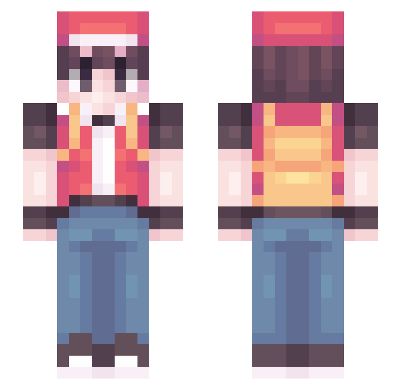 owariii Minecraft skin, front and back view