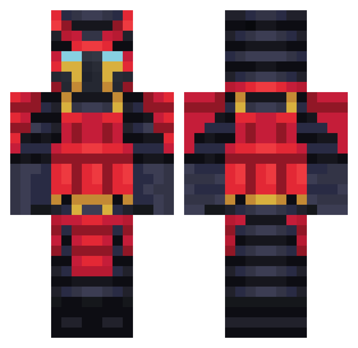 xyzDraco Minecraft skin, front and back view