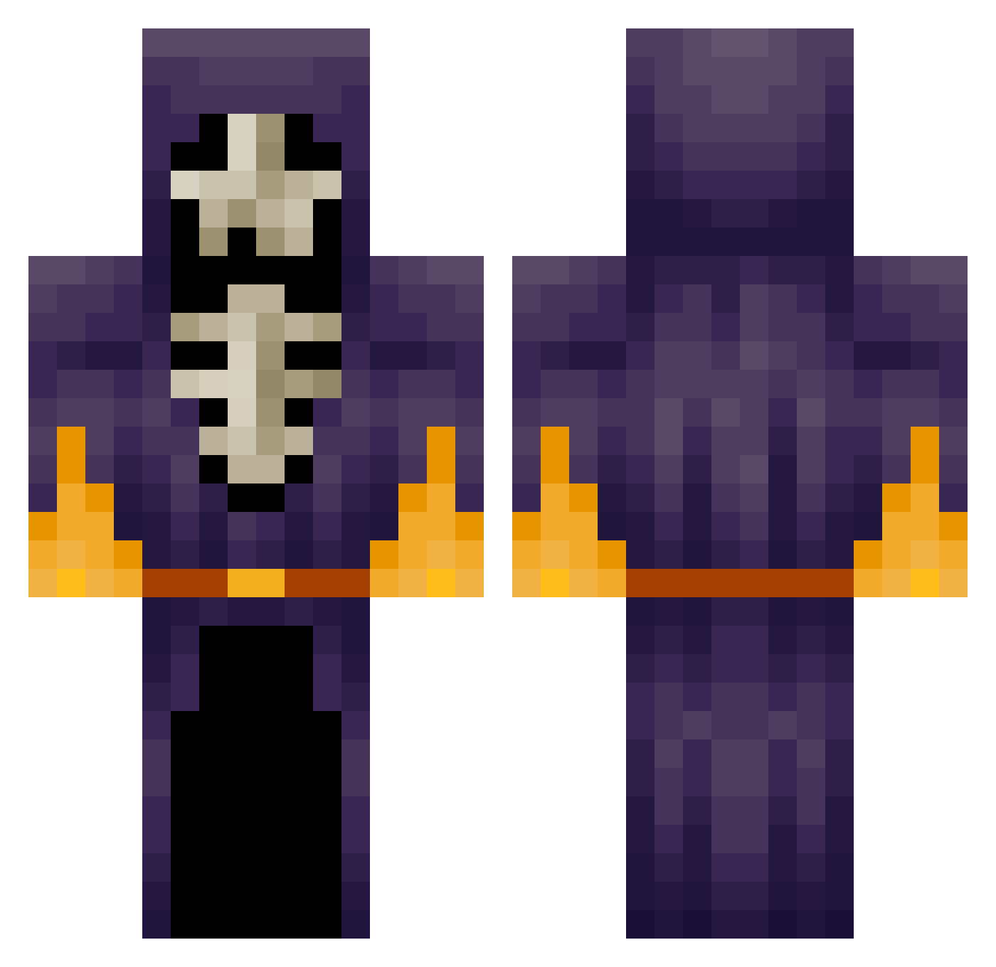 Qrekt Minecraft skin, front and back view