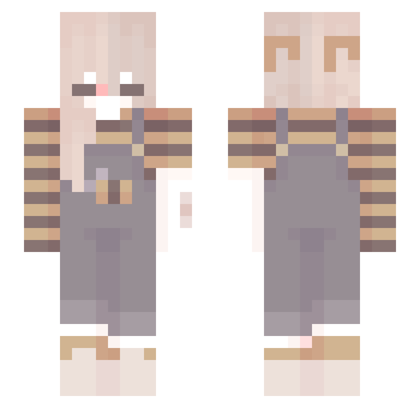 ScarletSleeves Minecraft skin, front and back view