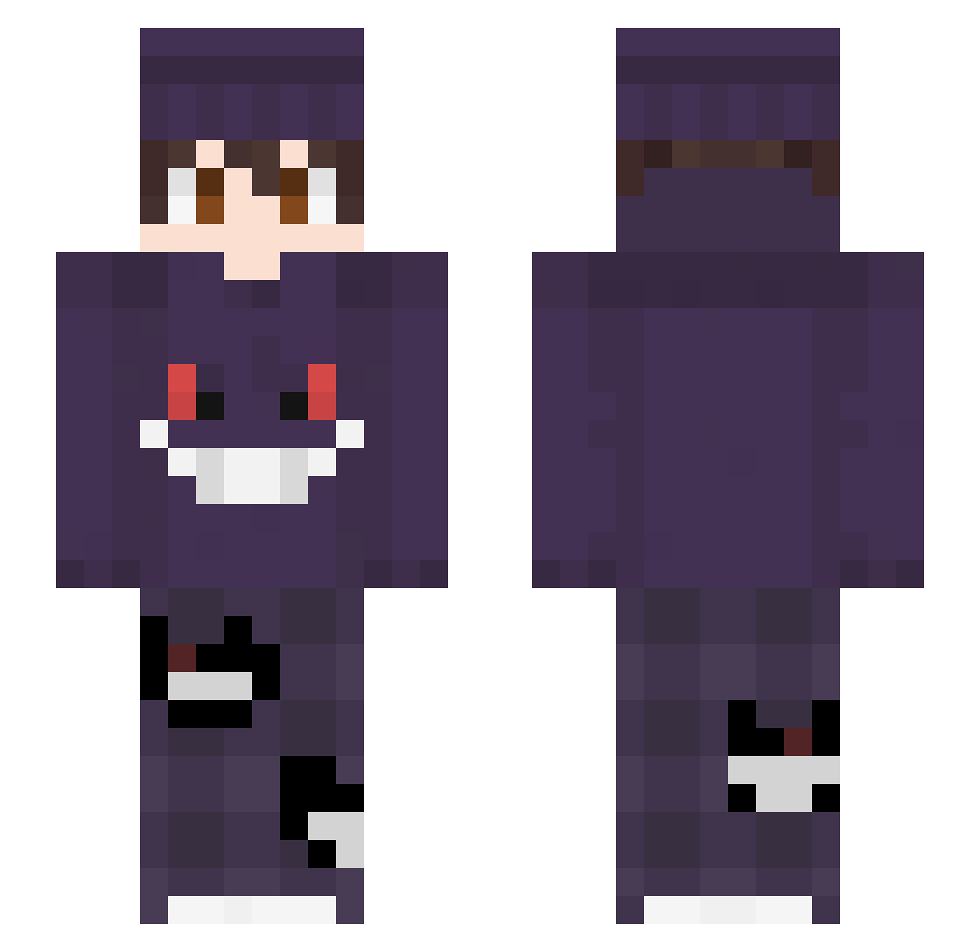 Uhstray Minecraft skin, front and back view