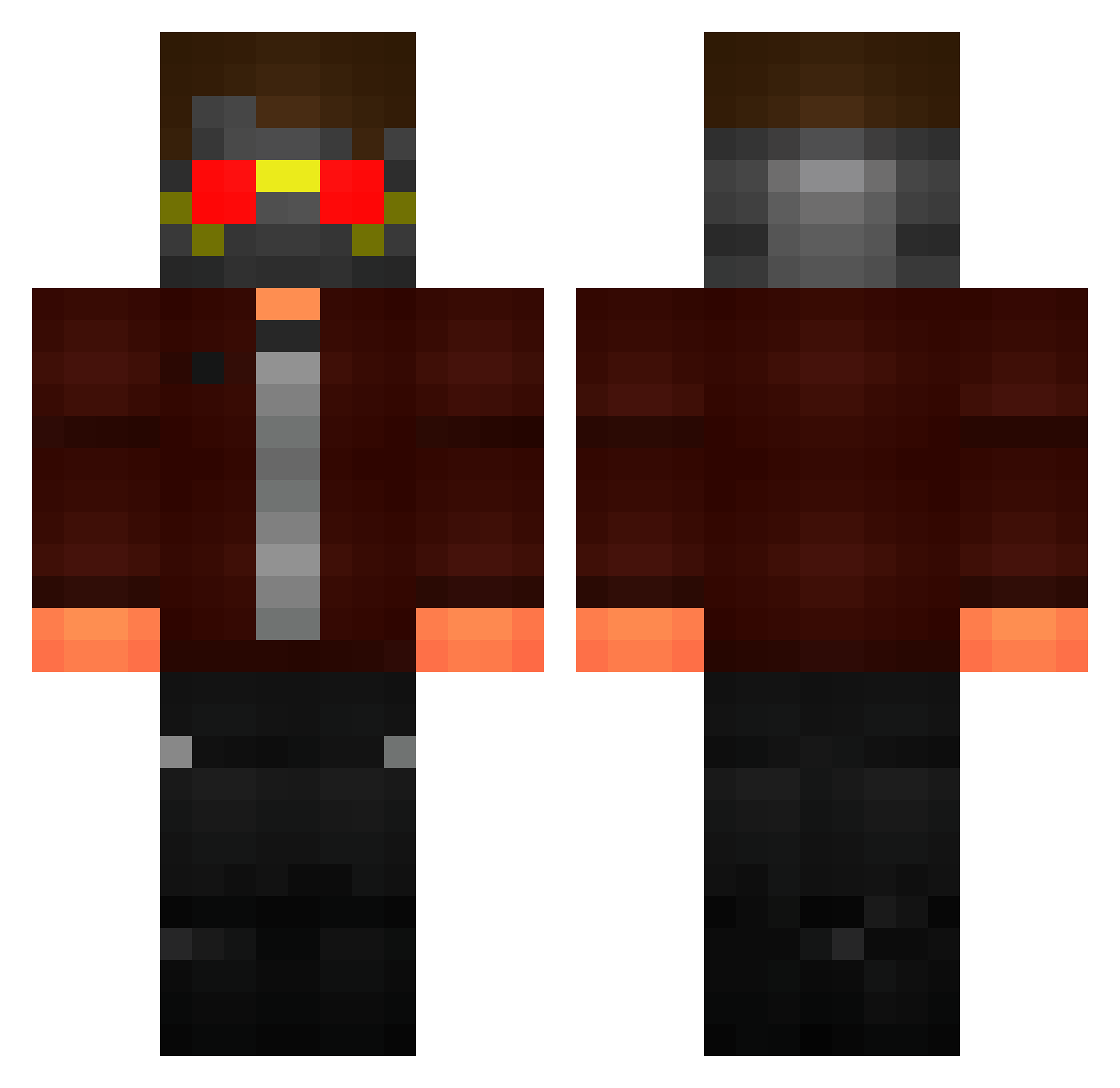 PersonManThing Minecraft skin, front and back view