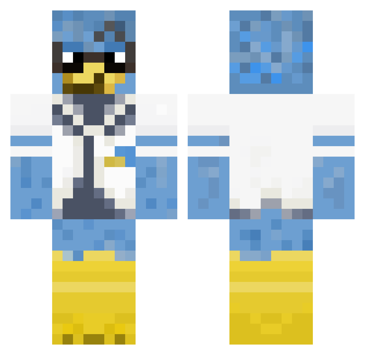 GalaxyDDino Minecraft skin, front and back view