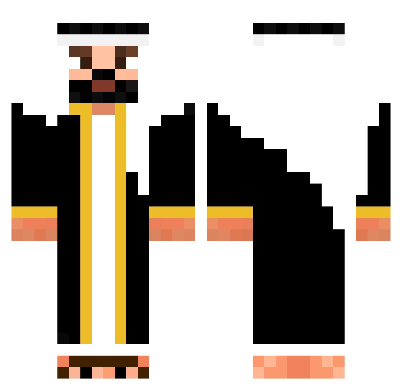 Alppq Minecraft skin, front and back view