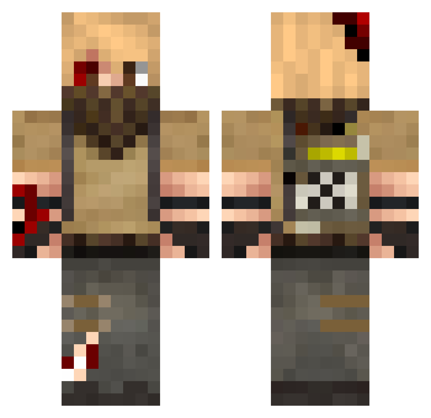 khadu Minecraft skin, front and back view