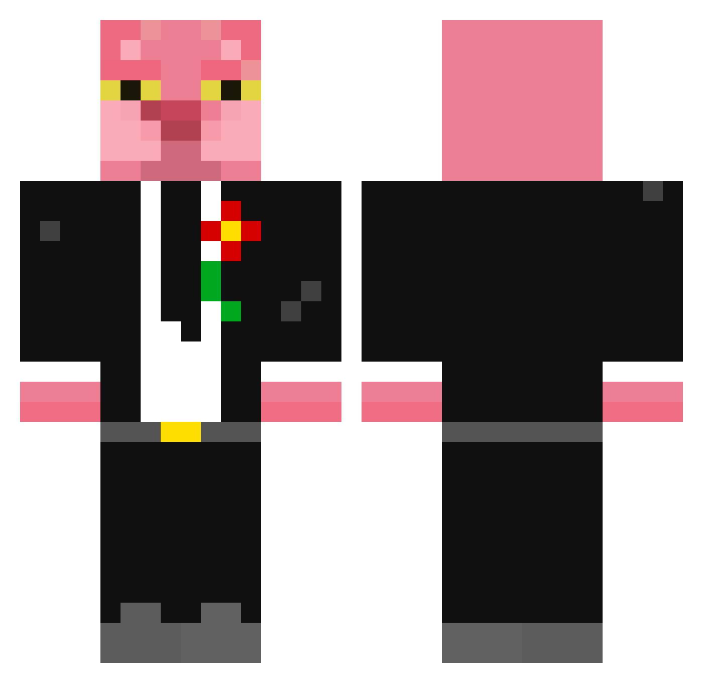 HwQueenz Minecraft skin, front and back view