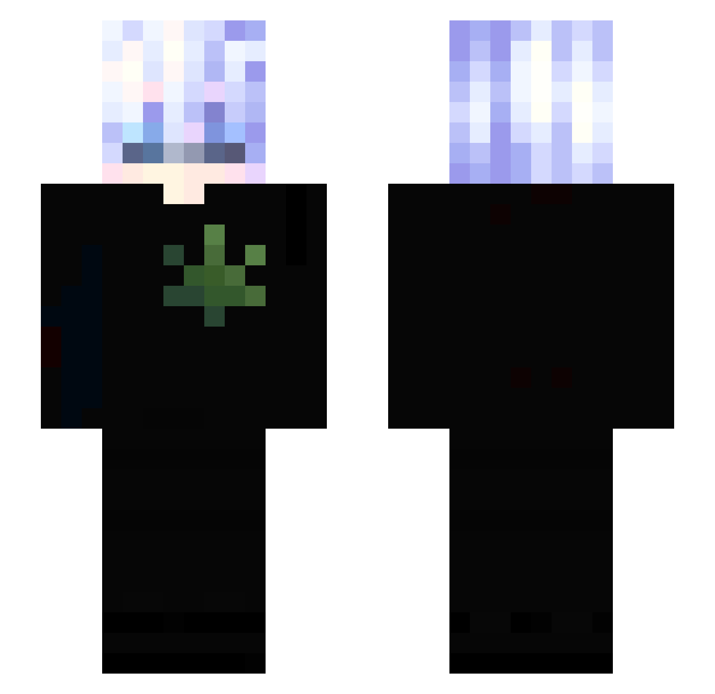 planless Minecraft skin, front and back view
