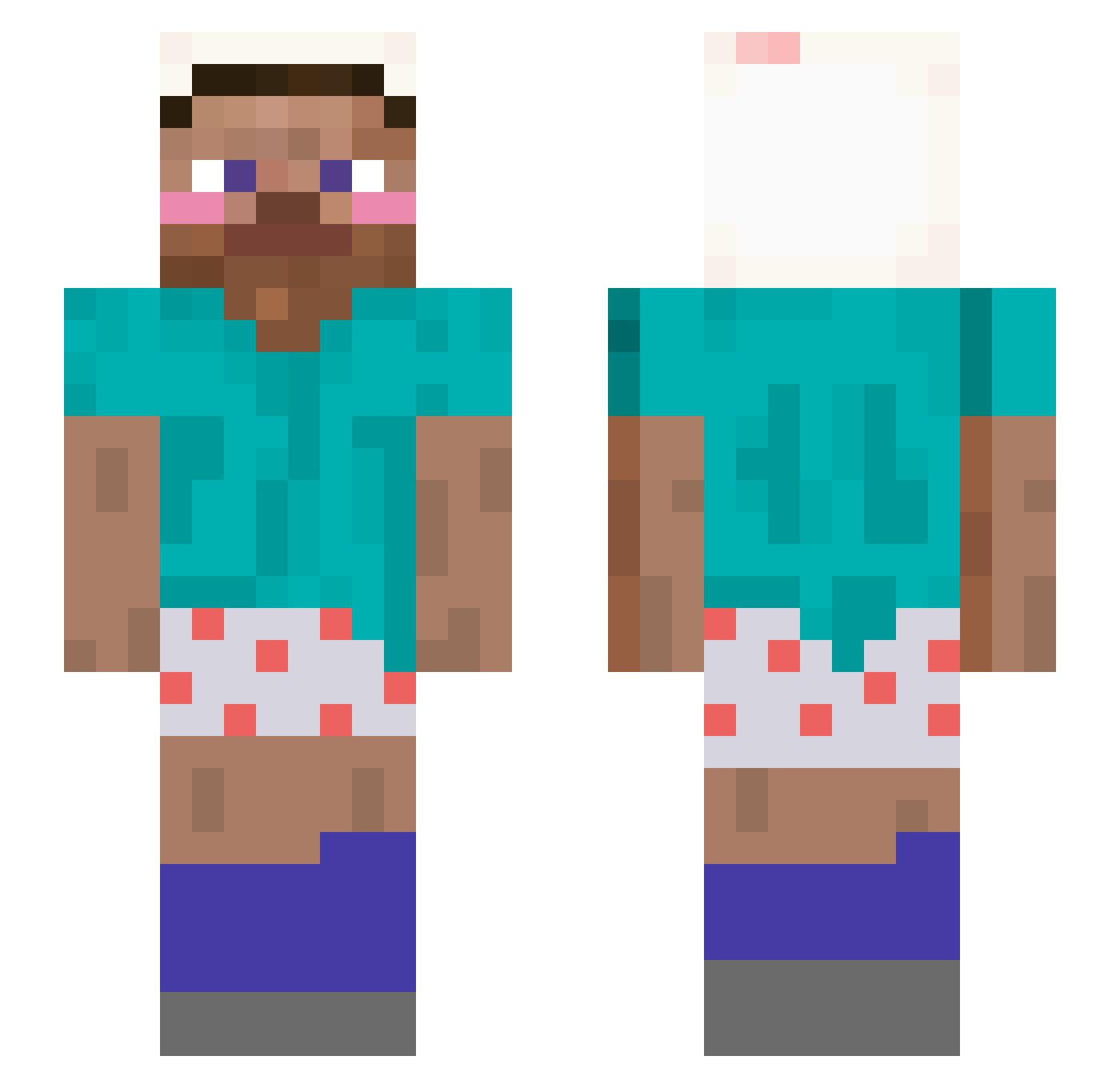 cryybb Minecraft skin, front and back view