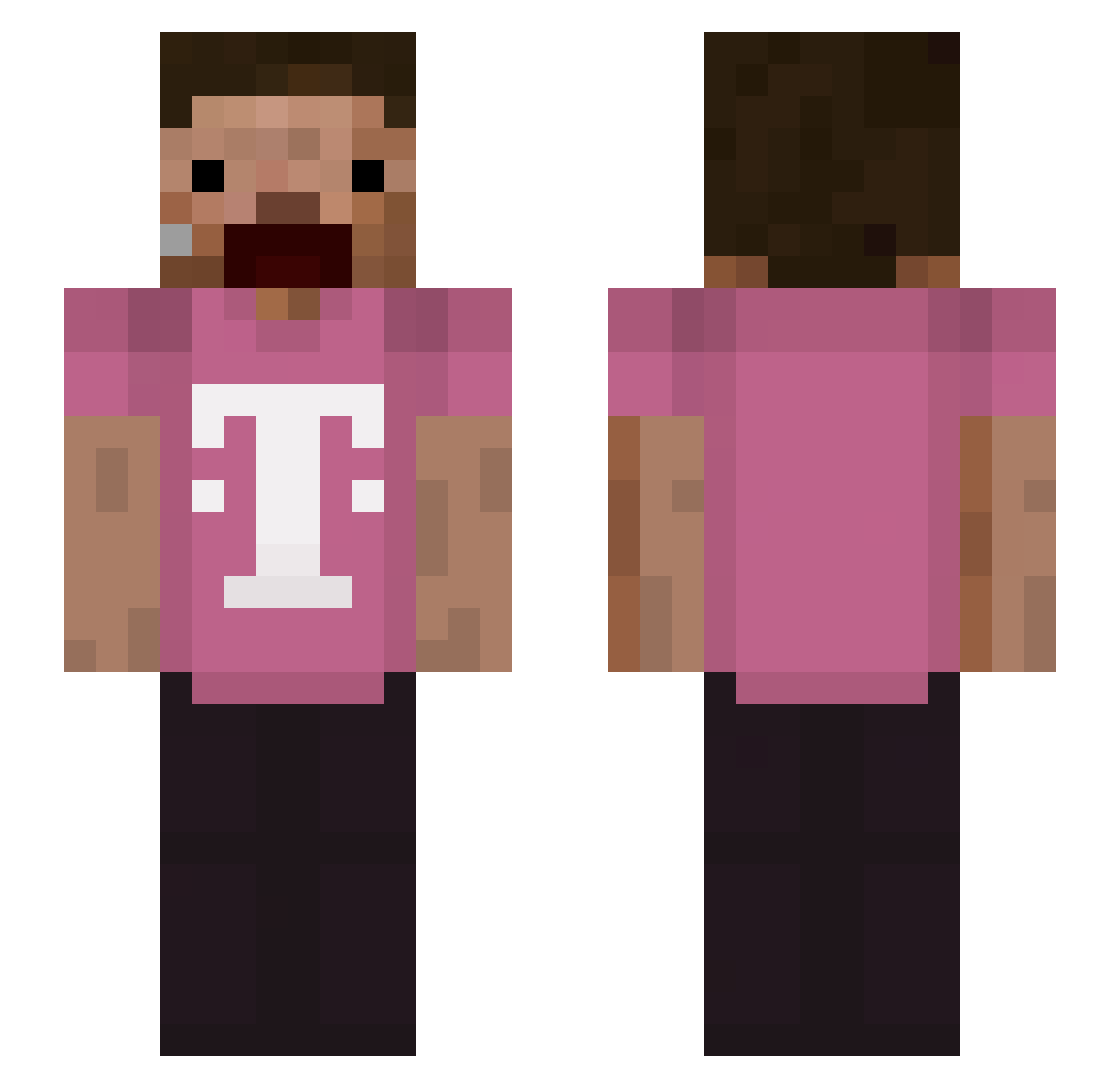 PunchmadeD3v Minecraft skin, front and back view