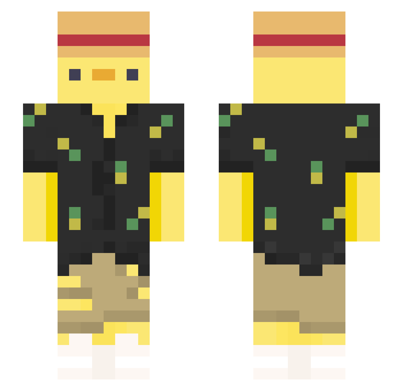 Aidenblue Minecraft skin, front and back view