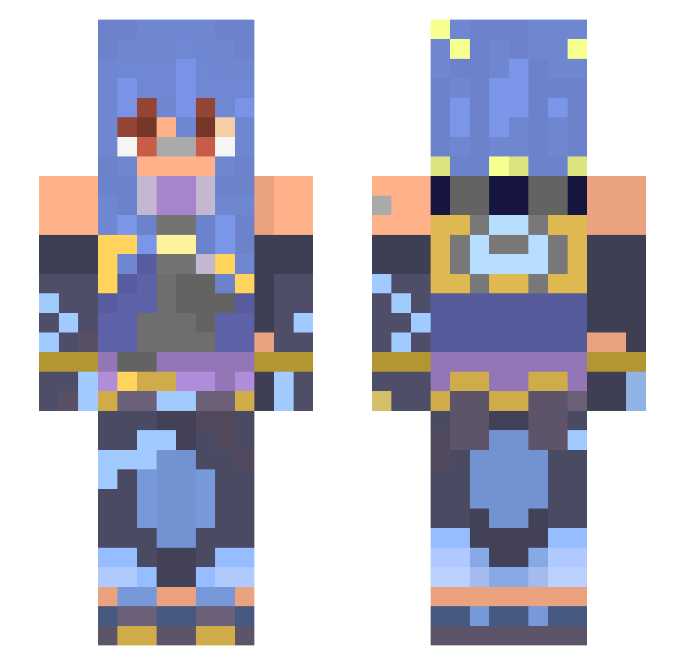 HusseoSAMA Minecraft skin, front and back view