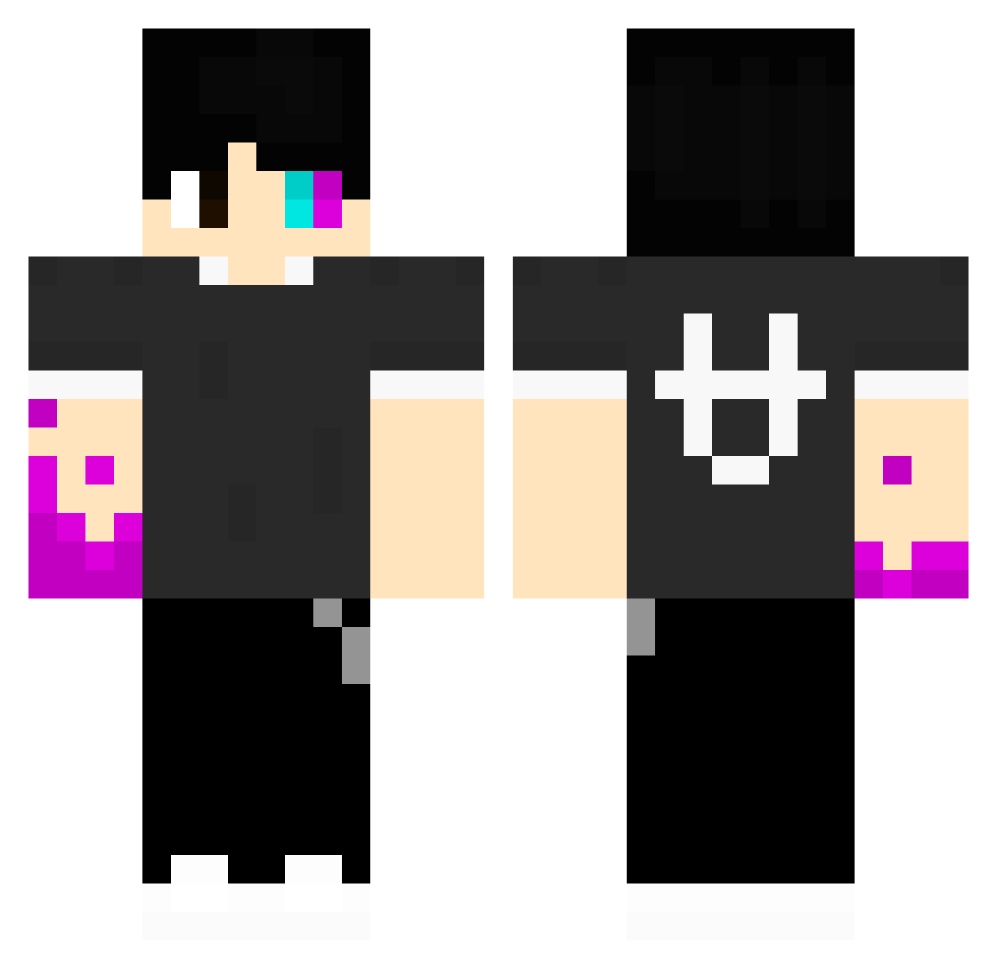 XyluxZero Minecraft skin, front and back view
