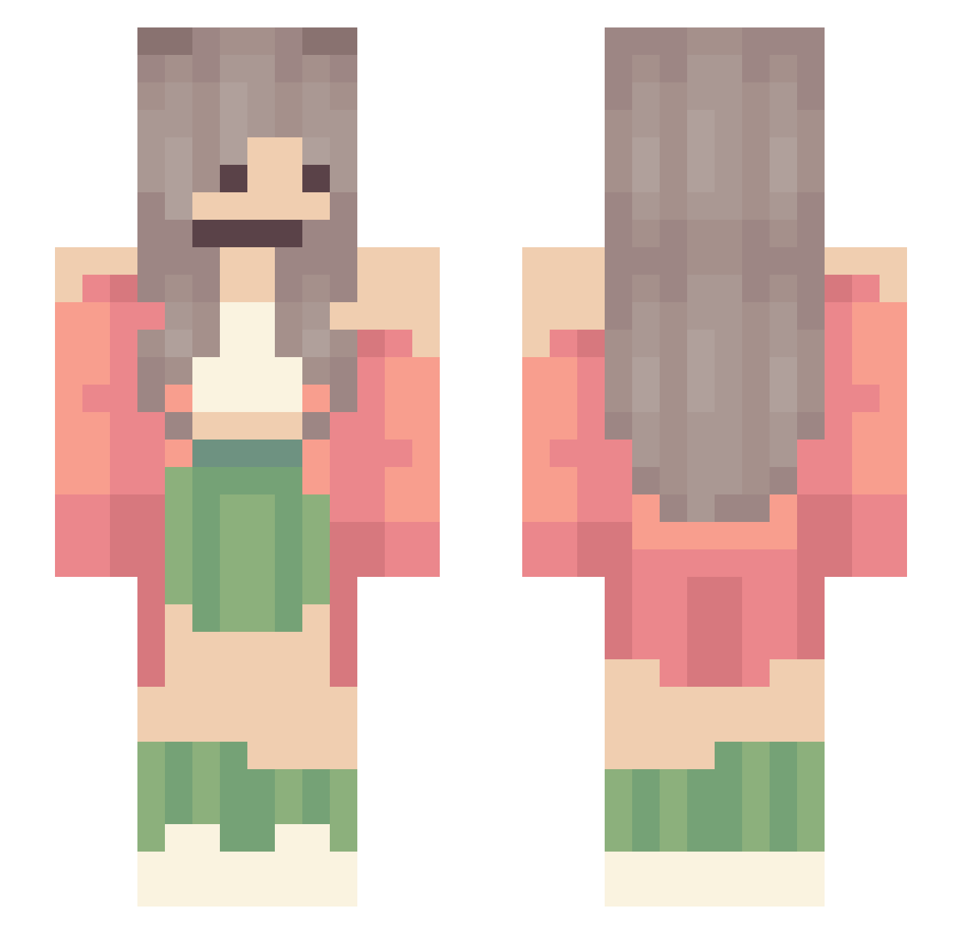 Wottermelon Minecraft skin, front and back view