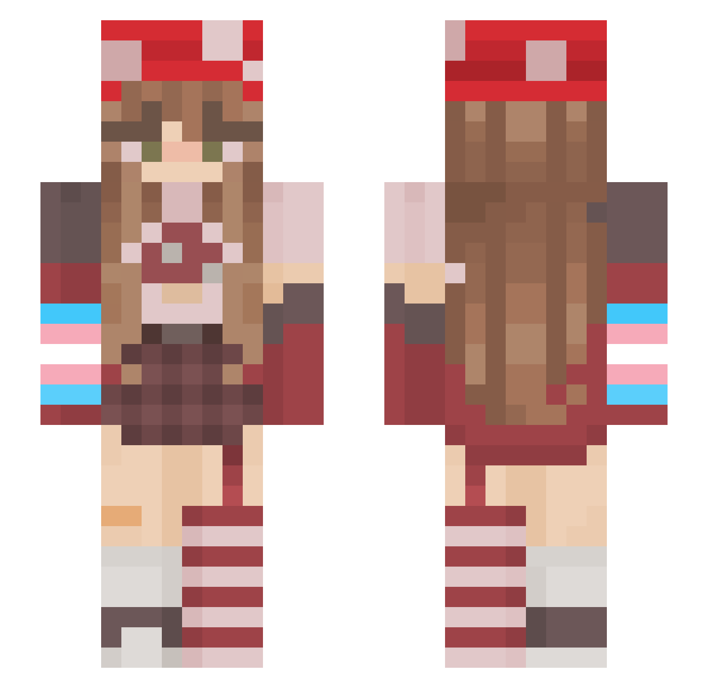 hdjw Minecraft skin, front and back view