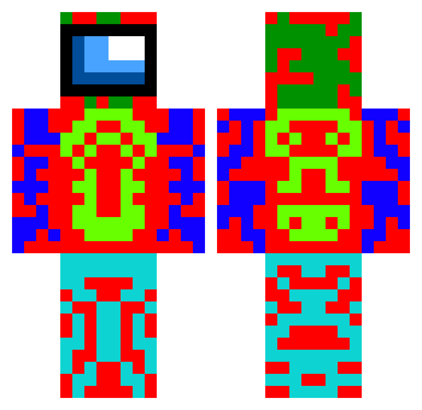 Poopyass47 Minecraft skin, front and back view