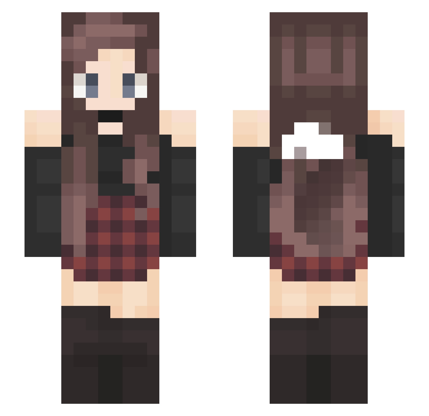 Sinsafox Minecraft skin, front and back view