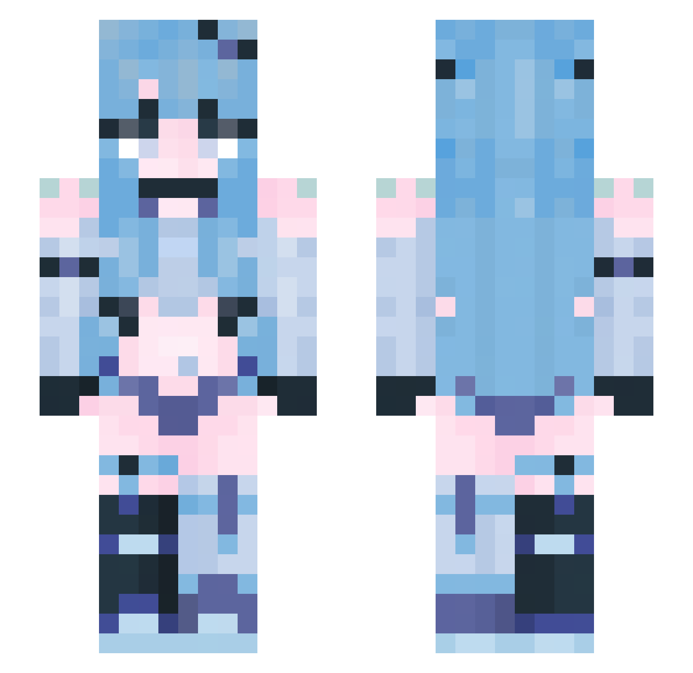 VocaloidRemix Minecraft skin, front and back view