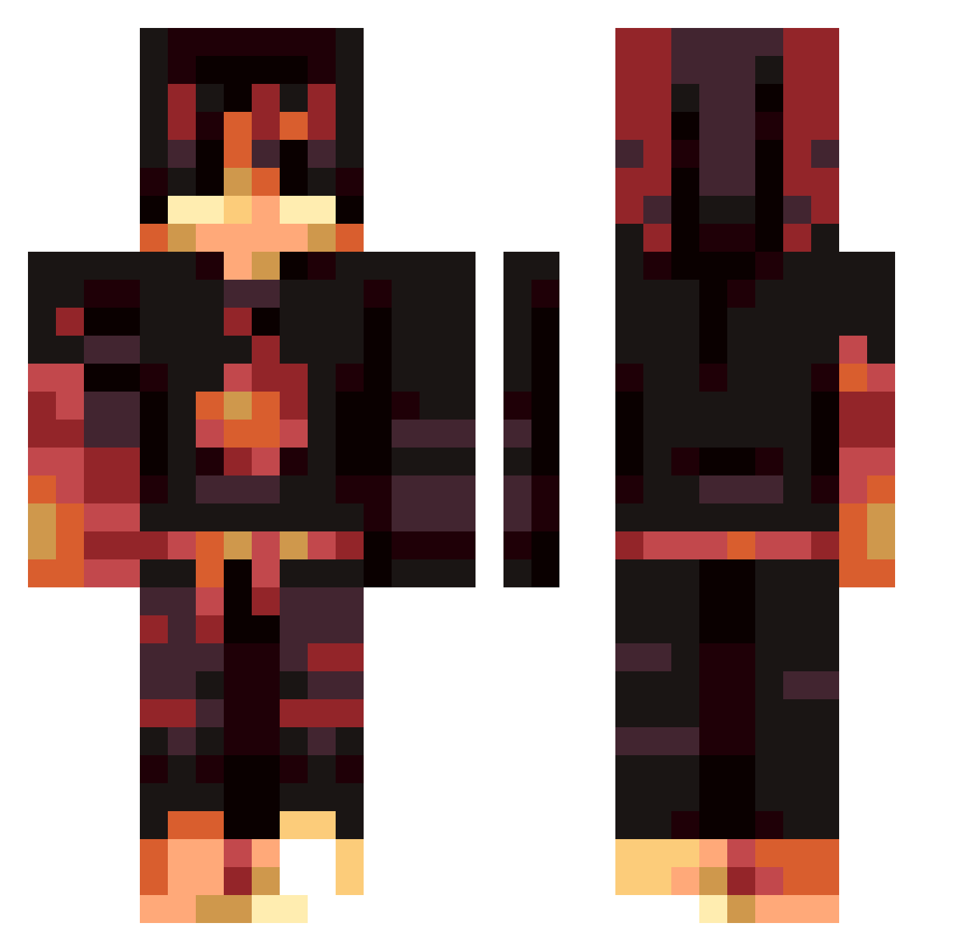 Fireboy9252 Minecraft skin, front and back view