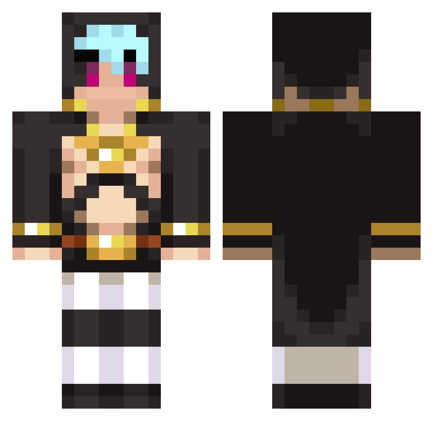 Senpan Minecraft skin, front and back view