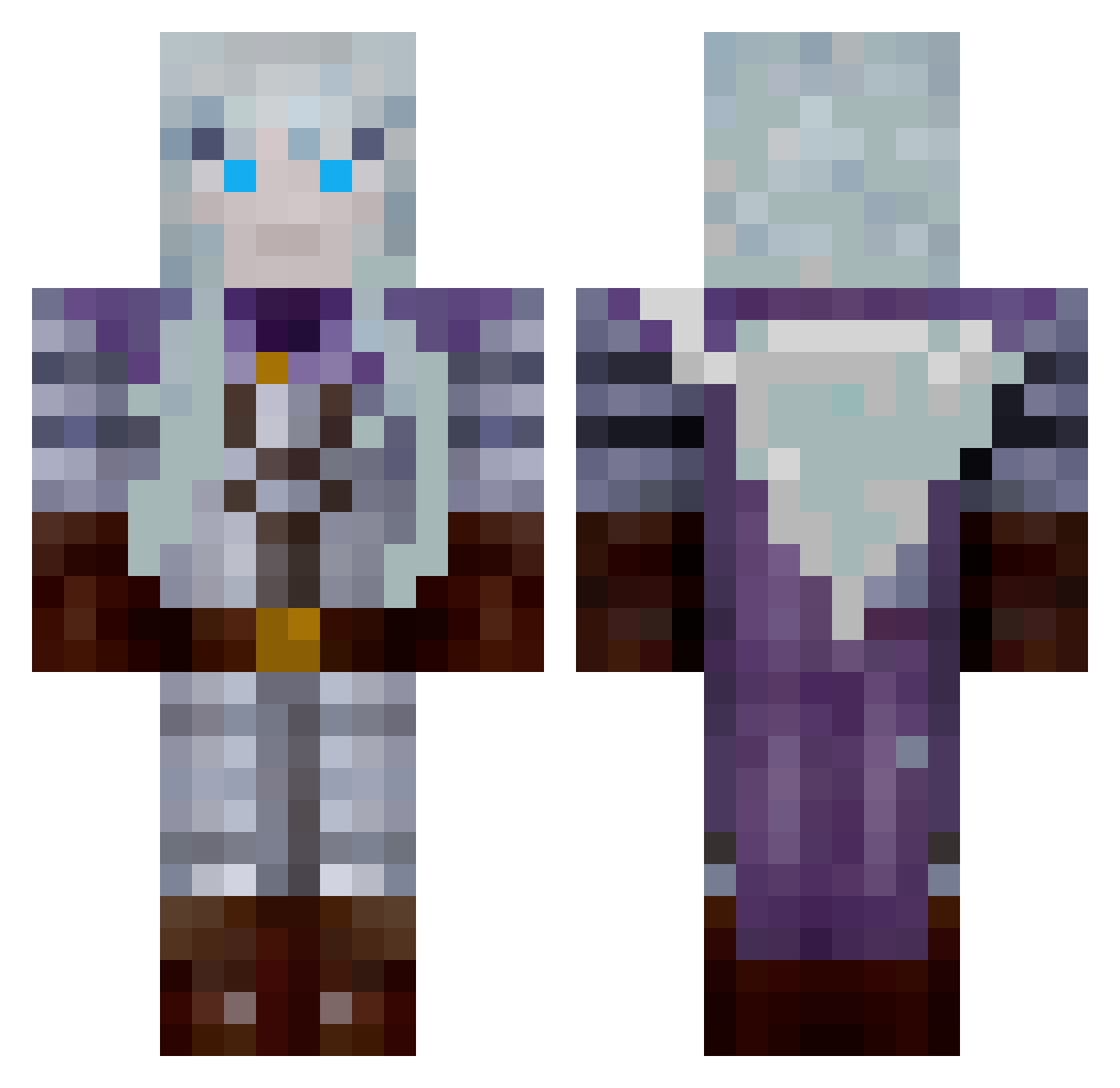 KLE4ES Minecraft skin, front and back view