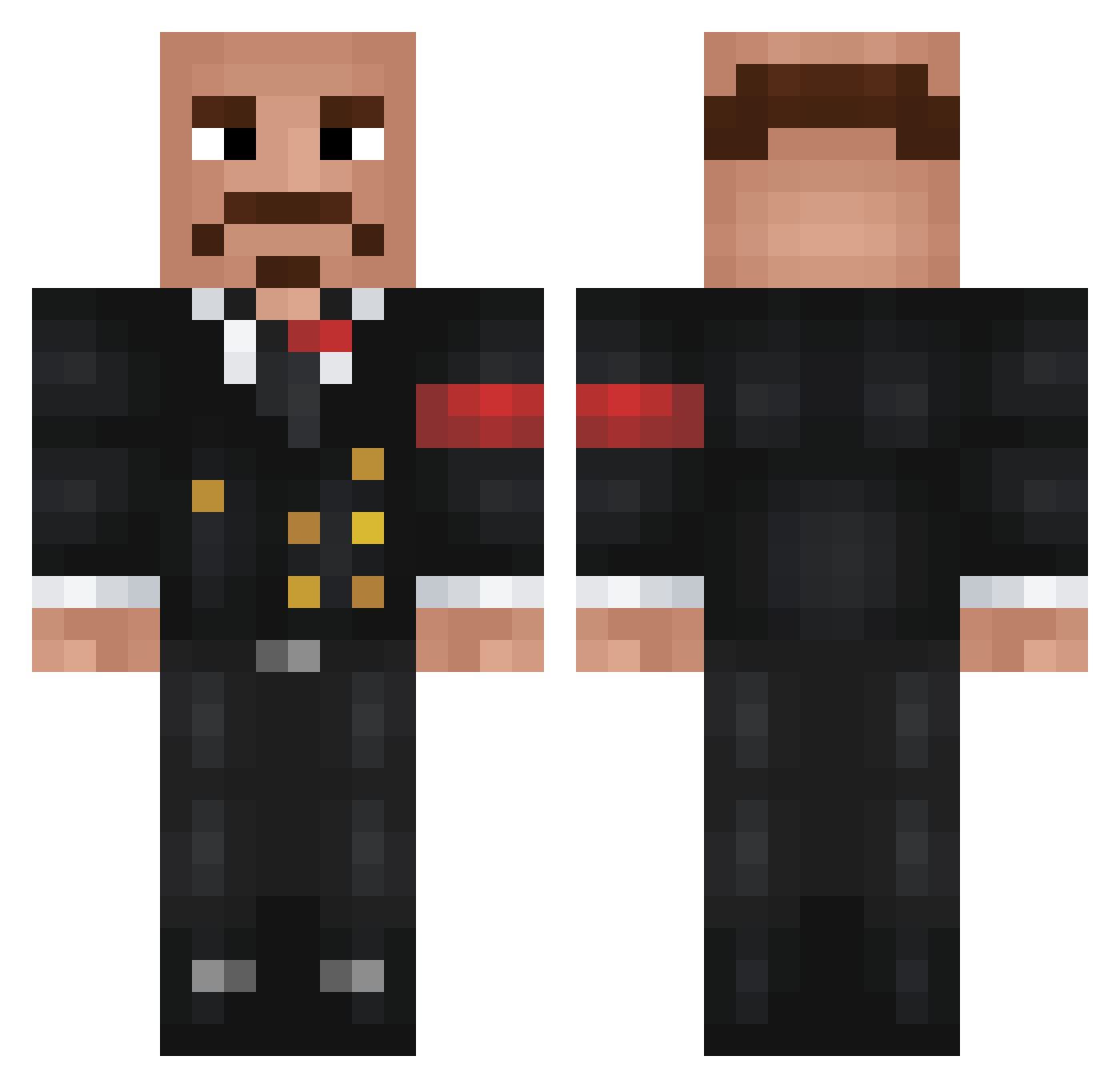 Nik0tin1 Minecraft skin, front and back view