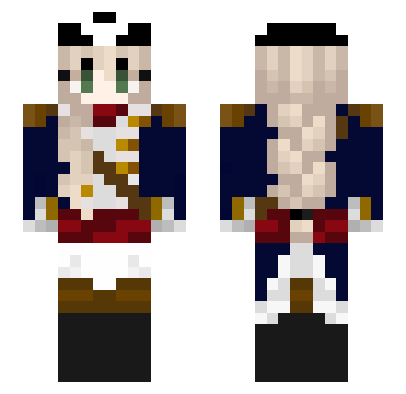 RandomZaorek Minecraft skin, front and back view