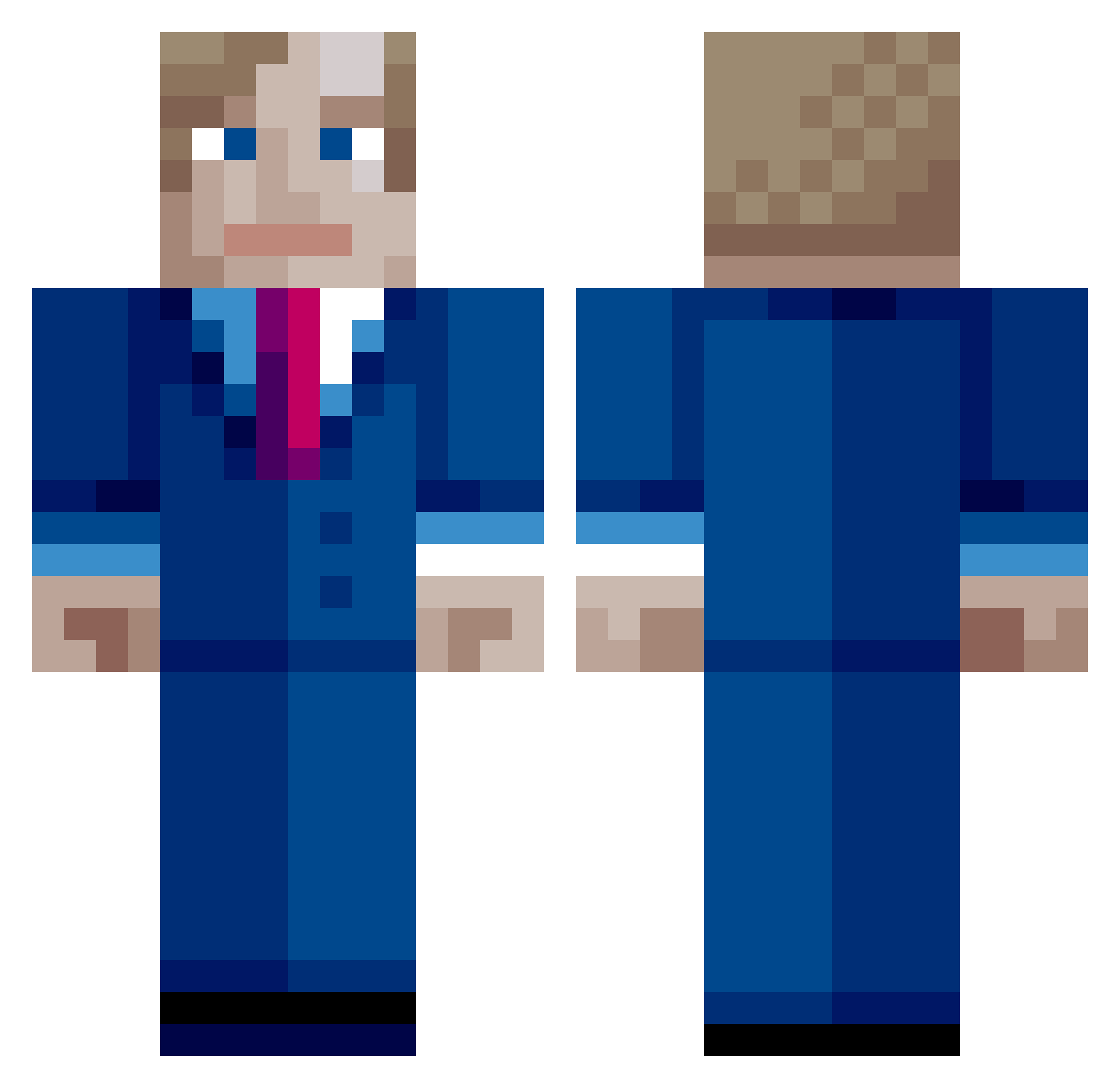 StuckInClownCar Minecraft skin, front and back view