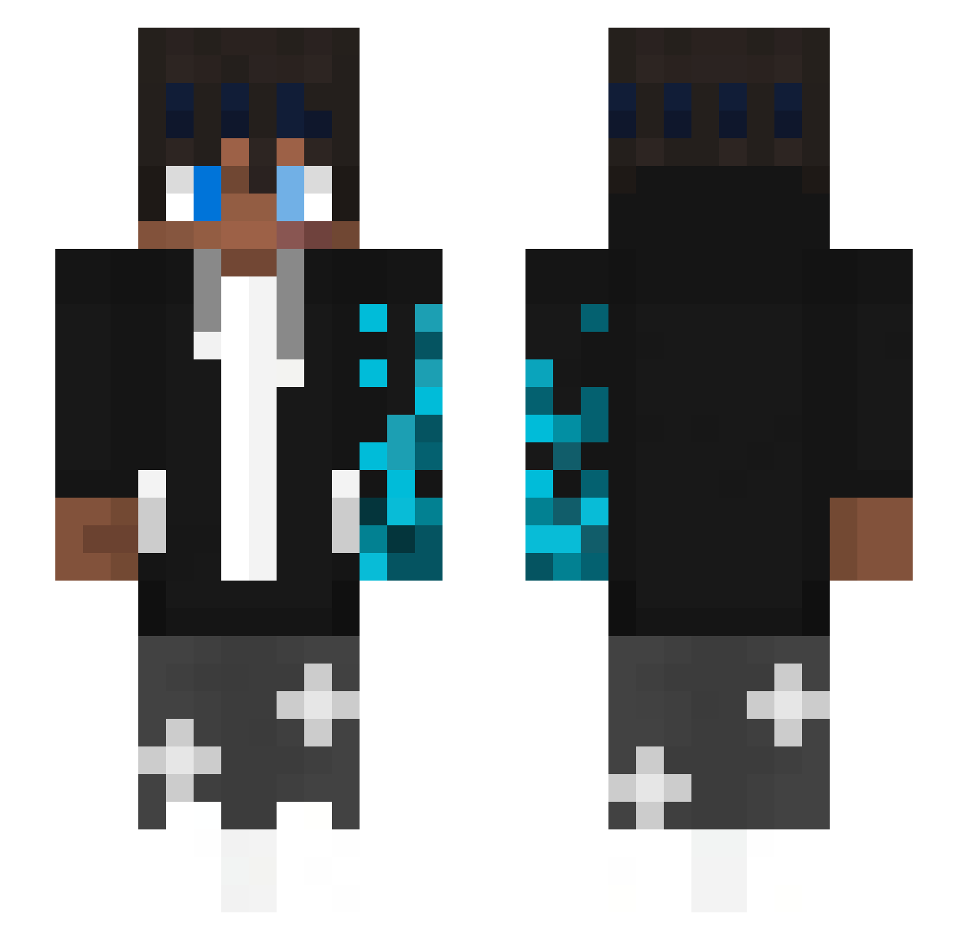simplymx Minecraft skin, front and back view