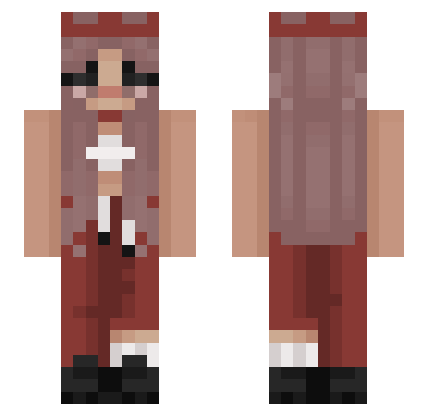 sadteens Minecraft skin, front and back view