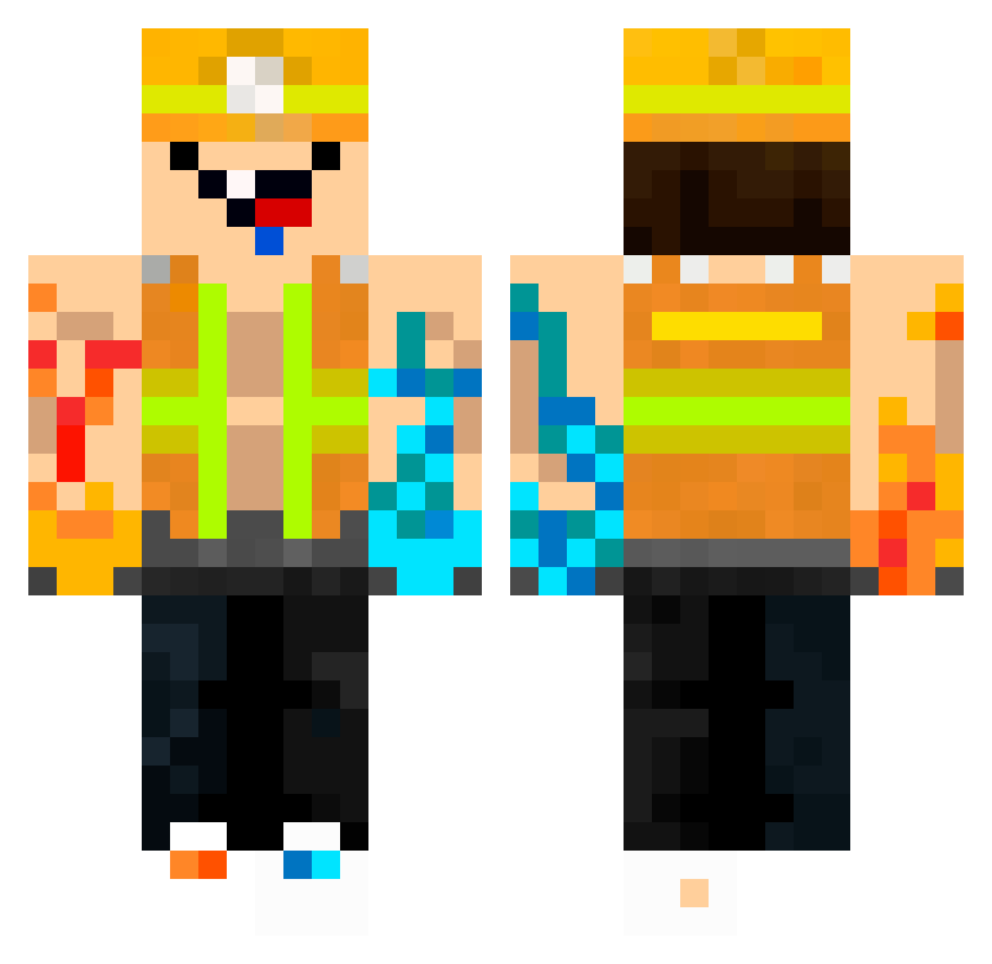 HamsterKidd Minecraft skin, front and back view
